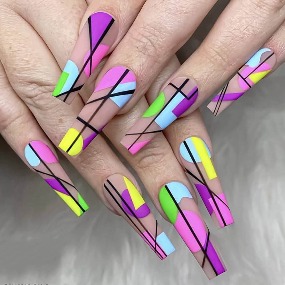 Geometric Press On Nails